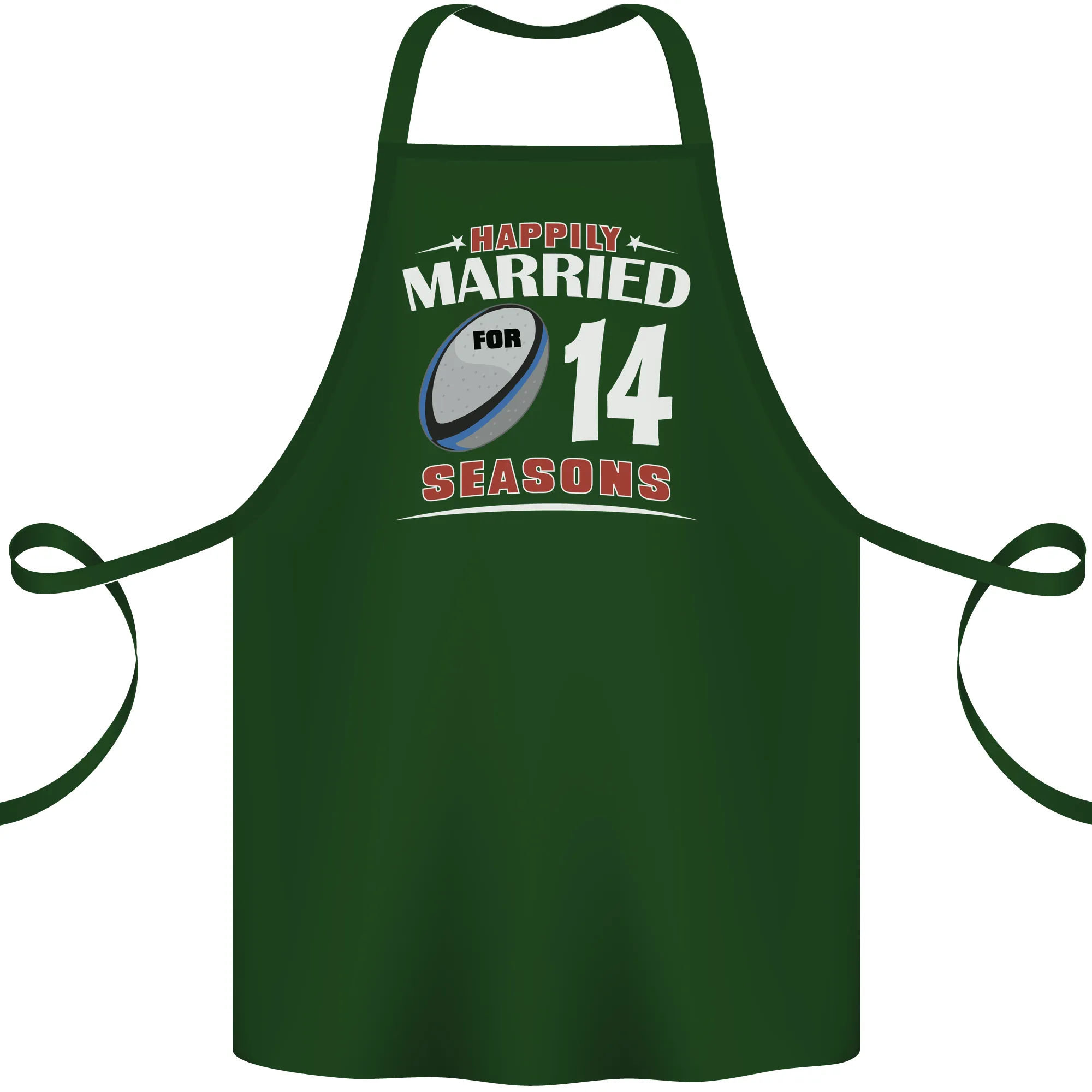 14 Year Wedding Anniversary 14th Rugby Cotton Apron 100% Organic