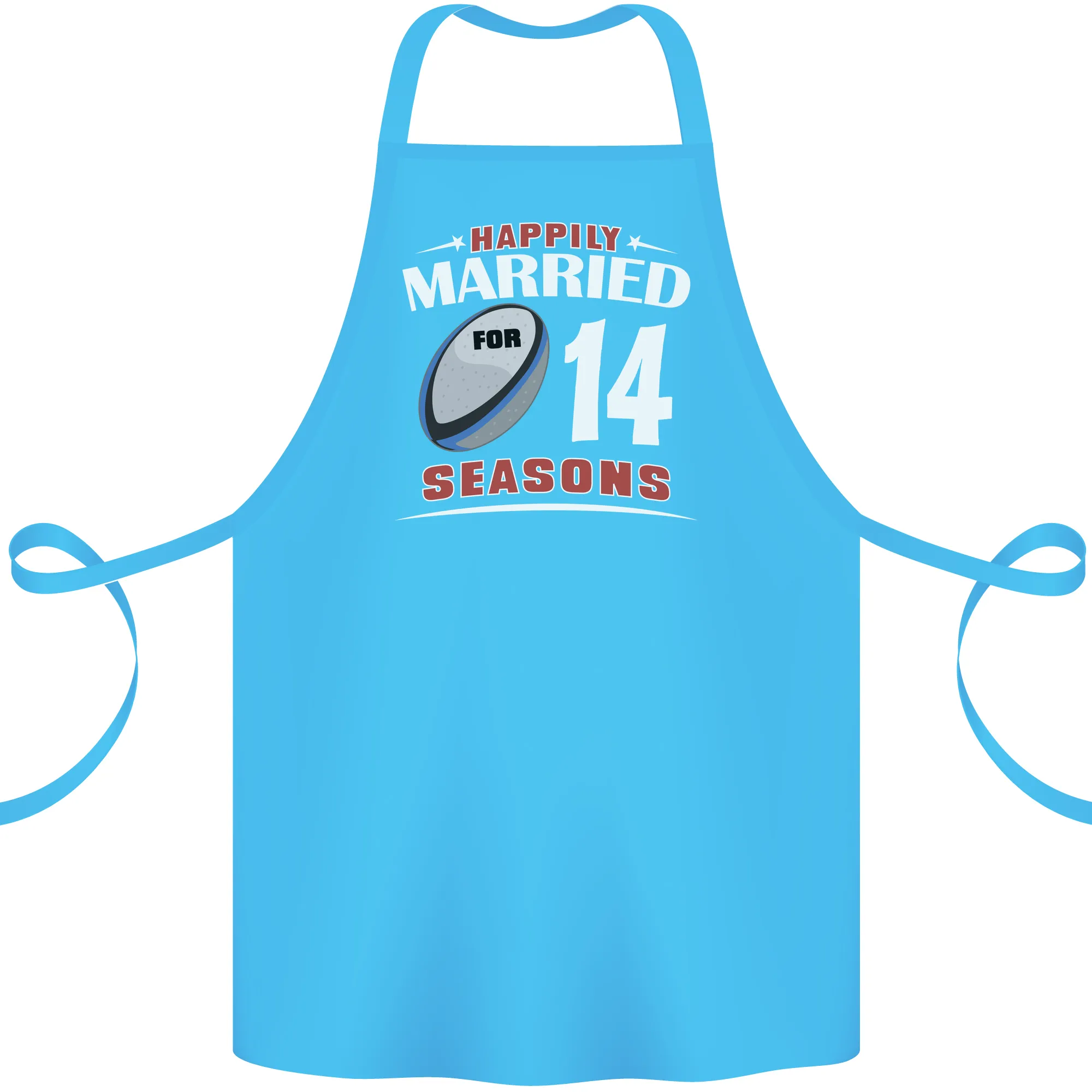 14 Year Wedding Anniversary 14th Rugby Cotton Apron 100% Organic