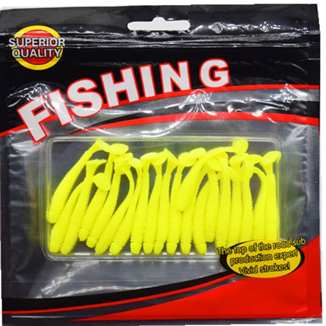 20 pcs/pack Fishing Lure Soft Bait 50mm/0.7g T Tail soft Fish SwimBait soft plastic worm bait Soft Lures Artificial Lures FA-339