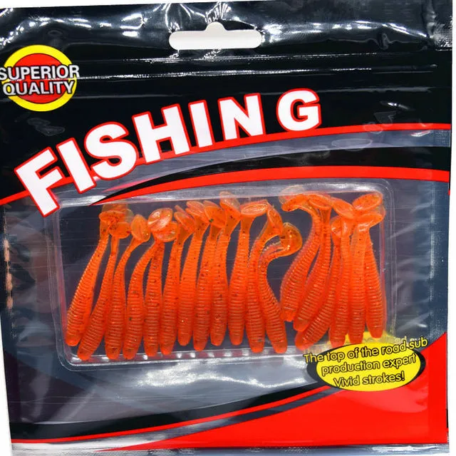 20 pcs/pack Fishing Lure Soft Bait 50mm/0.7g T Tail soft Fish SwimBait soft plastic worm bait Soft Lures Artificial Lures FA-339