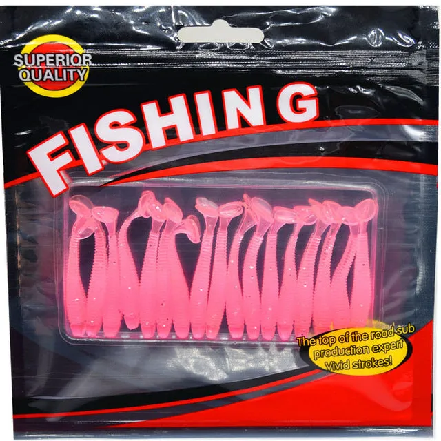 20 pcs/pack Fishing Lure Soft Bait 50mm/0.7g T Tail soft Fish SwimBait soft plastic worm bait Soft Lures Artificial Lures FA-339