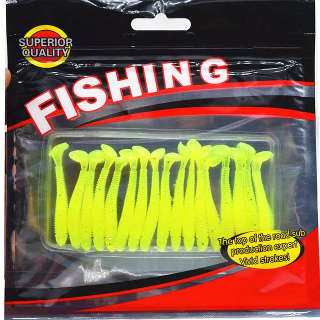 20 pcs/pack Fishing Lure Soft Bait 50mm/0.7g T Tail soft Fish SwimBait soft plastic worm bait Soft Lures Artificial Lures FA-339