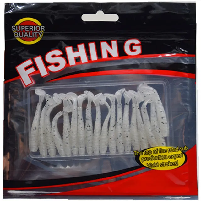 20 pcs/pack Fishing Lure Soft Bait 50mm/0.7g T Tail soft Fish SwimBait soft plastic worm bait Soft Lures Artificial Lures FA-339