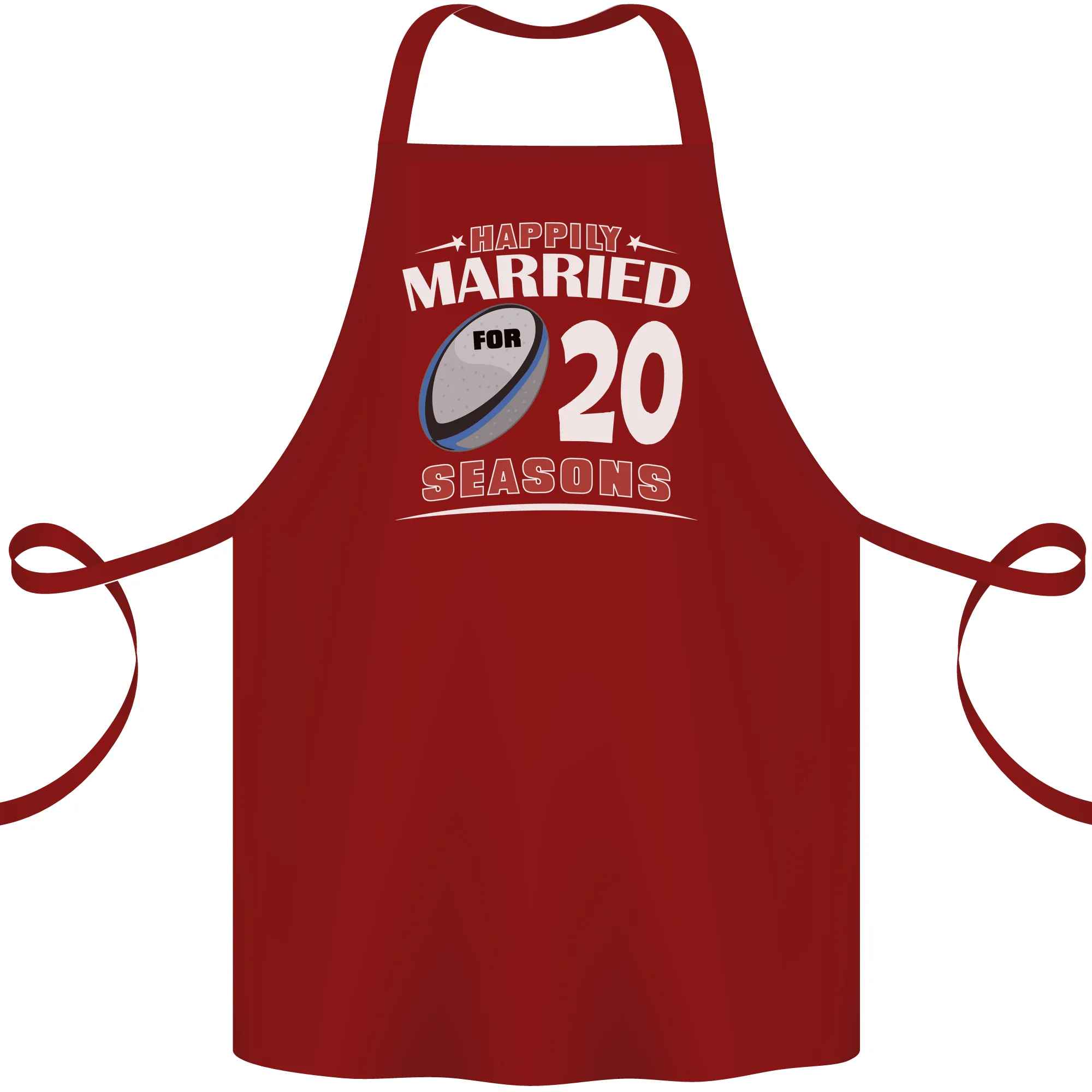 20 Year Wedding Anniversary 20th Rugby Cotton Apron 100% Organic