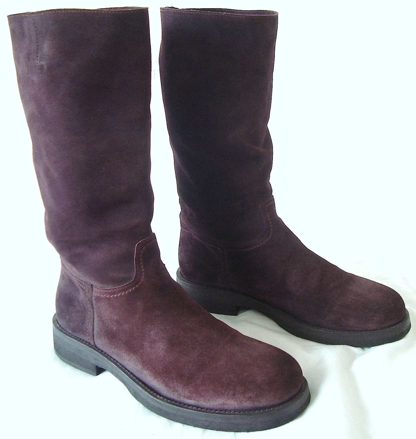 2008 Waxed Suede Riding Boots in Burgundy