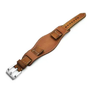 20mm, 22mm Gunny X MT '74' Light Brown Handmade Quick Release Reversible Bund Leather Strap