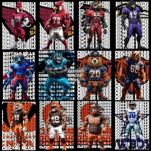 24 Football Teams Mascots Designs Bundle PNG   PSD