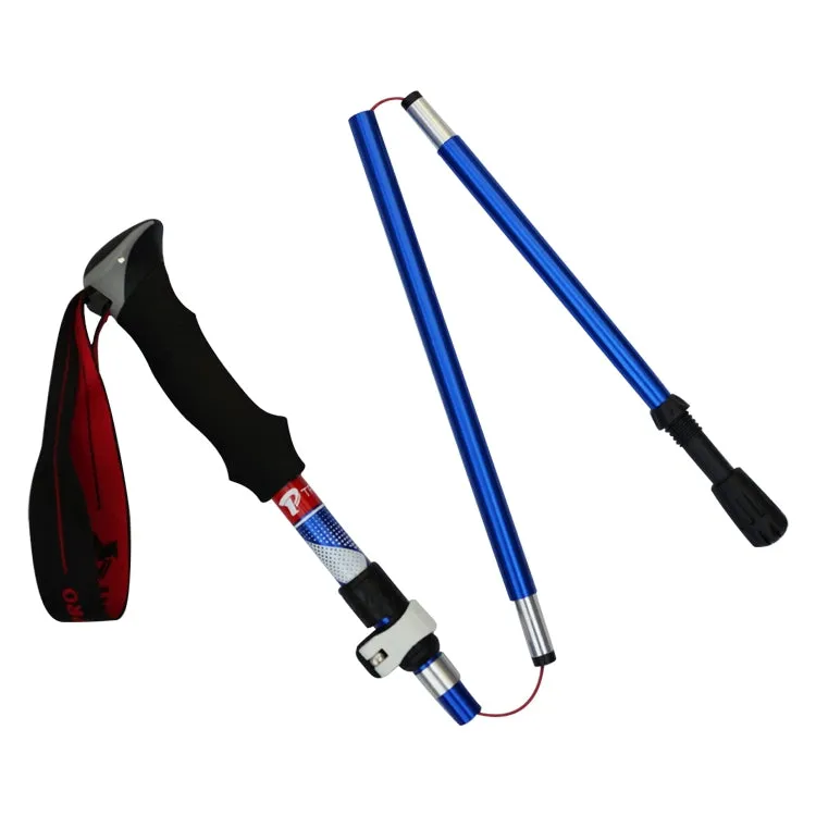 5 Node Portable Foldable Aluminium Alloy Alpenstocks Trekking Poles, Folding Length : 28.5CM (Blue)