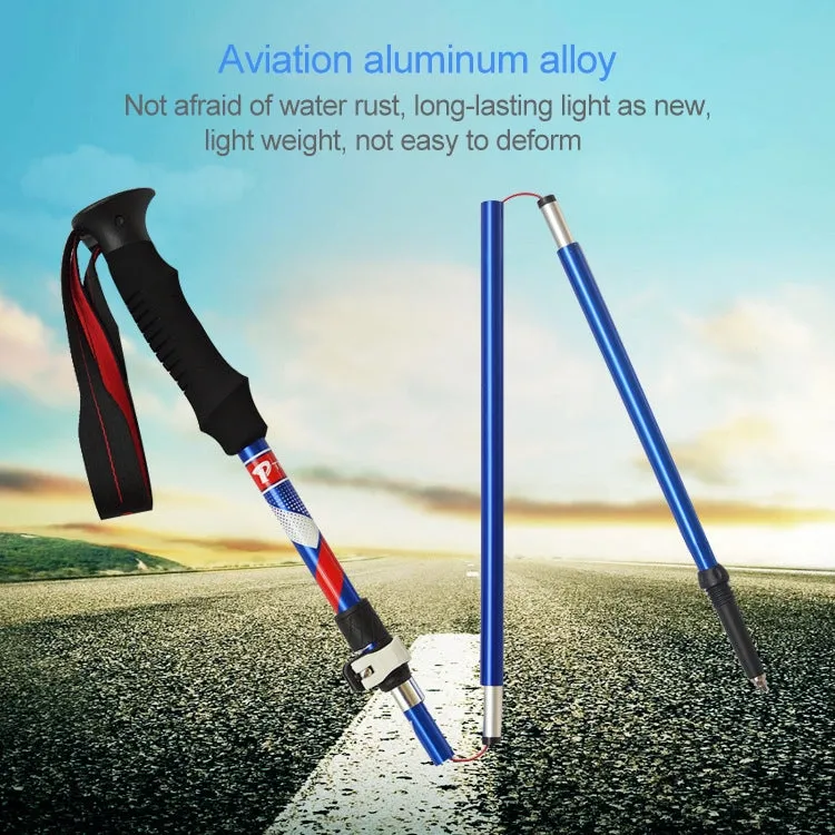 5 Node Portable Foldable Aluminium Alloy Alpenstocks Trekking Poles, Folding Length : 28.5CM (Blue)