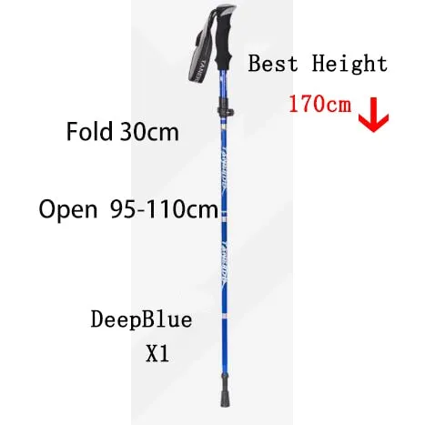 5-Section Outdoor Fold Trekking Pole Camping Portable Walking Hiking Stick