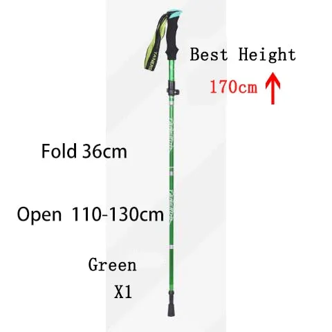 5-Section Outdoor Fold Trekking Pole Camping Portable Walking Hiking Stick