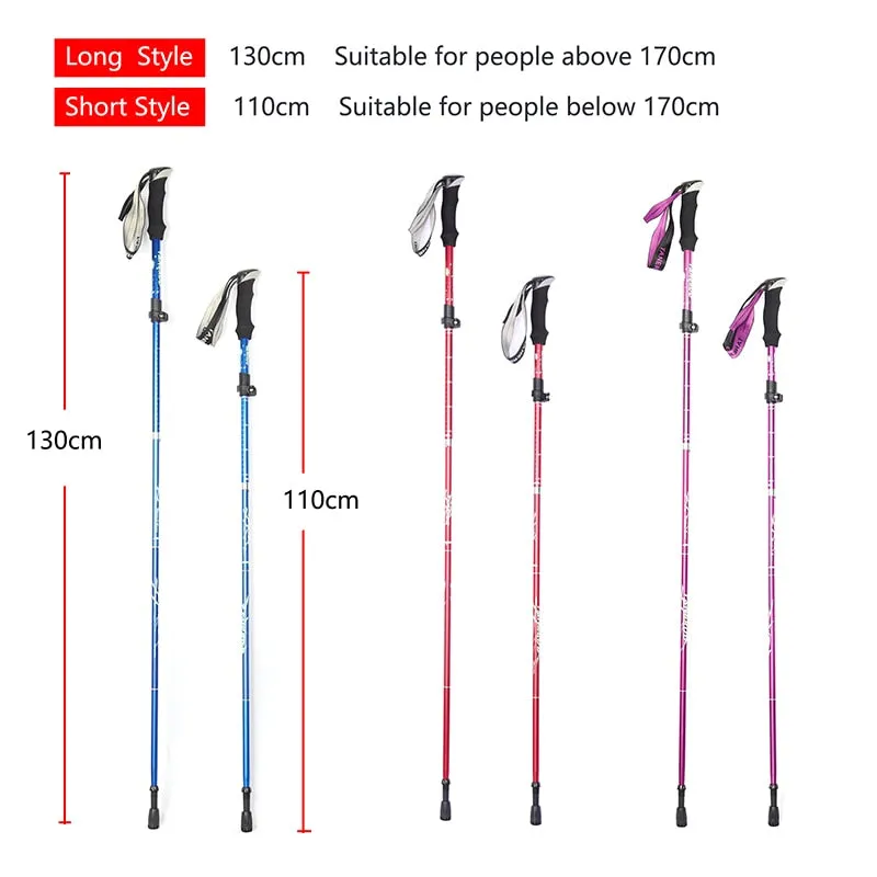 5-Section Outdoor Fold Trekking Pole Camping Portable Walking Hiking Stick