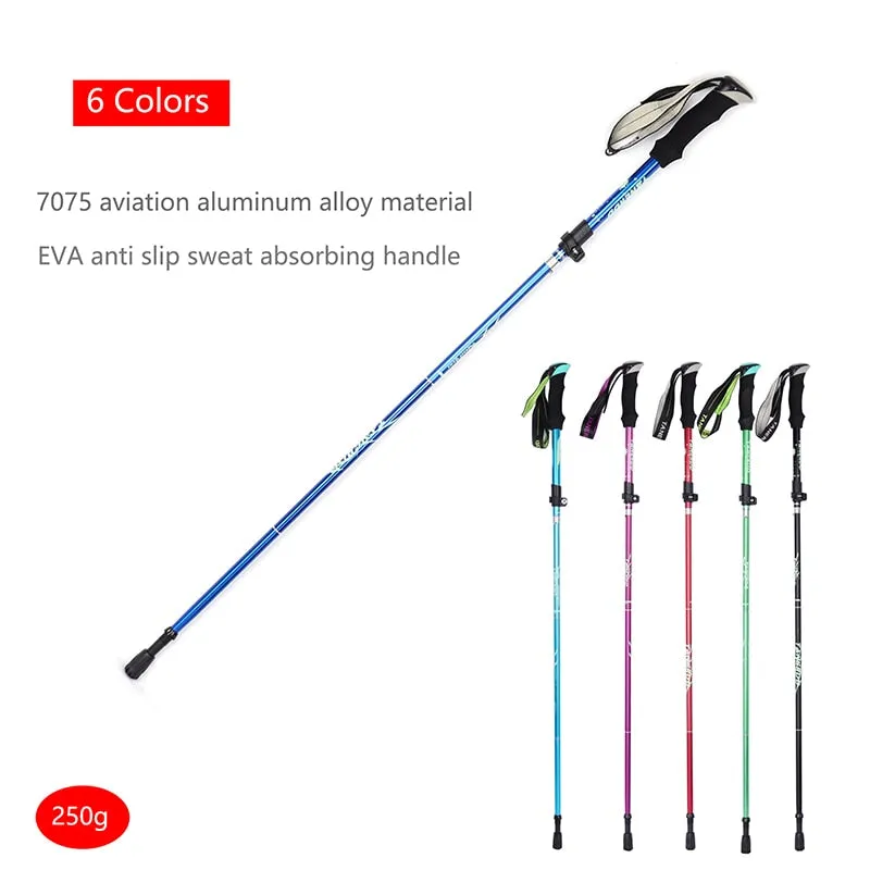 5-Section Outdoor Fold Trekking Pole Camping Portable Walking Hiking Stick