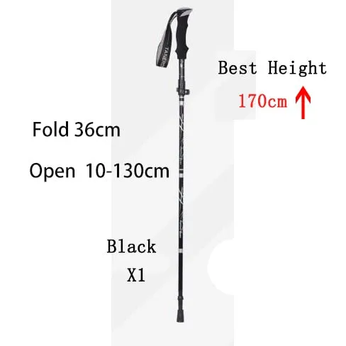 5-Section Outdoor Fold Trekking Pole Camping Portable Walking Hiking Stick