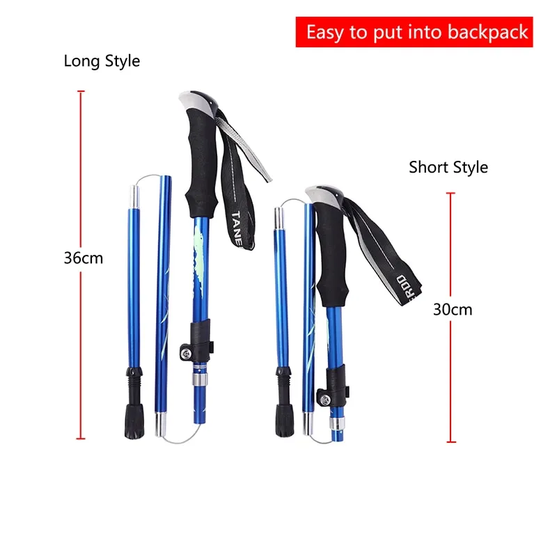 5-Section Outdoor Fold Trekking Pole Camping Portable Walking Hiking Stick