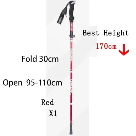 5-Section Outdoor Fold Trekking Pole Camping Portable Walking Hiking Stick