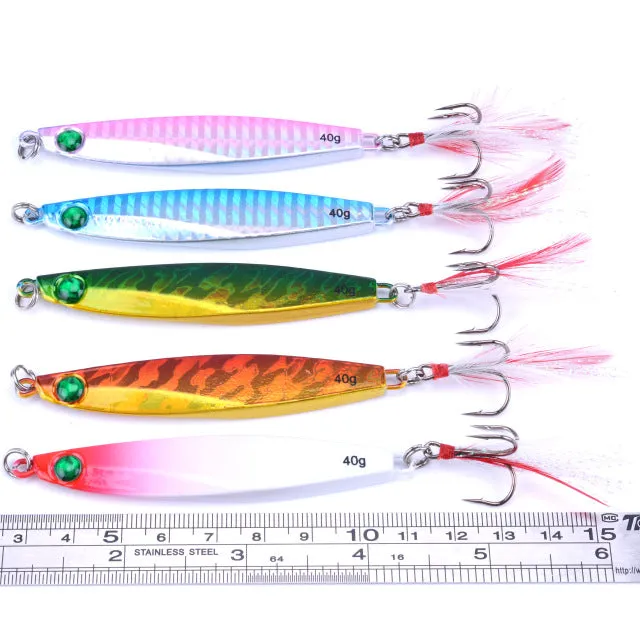 5pcs 7g 10g 14g 17g 21g 28g 40g Fishing Spoons Metal Lure Leurre De Peche 10colors Fishing Lures Saltwater Lead Jig Head