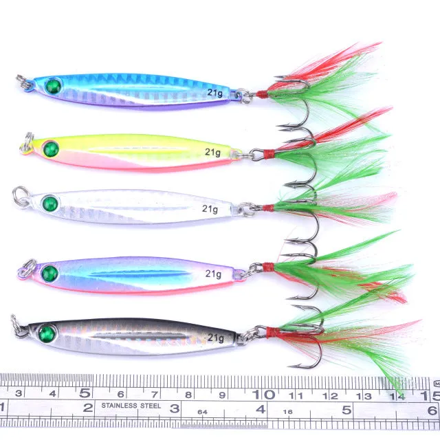 5pcs 7g 10g 14g 17g 21g 28g 40g Fishing Spoons Metal Lure Leurre De Peche 10colors Fishing Lures Saltwater Lead Jig Head