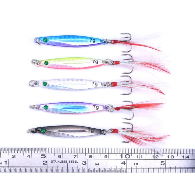 5pcs 7g 10g 14g 17g 21g 28g 40g Fishing Spoons Metal Lure Leurre De Peche 10colors Fishing Lures Saltwater Lead Jig Head