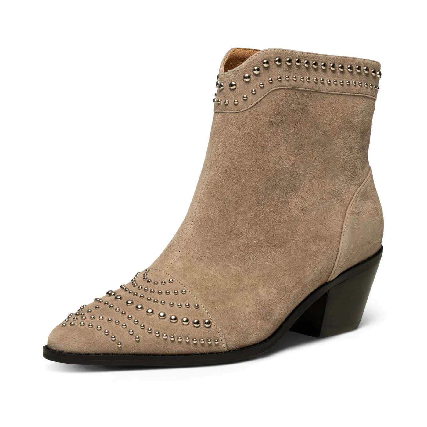 Annika western stud suede - TAUPE