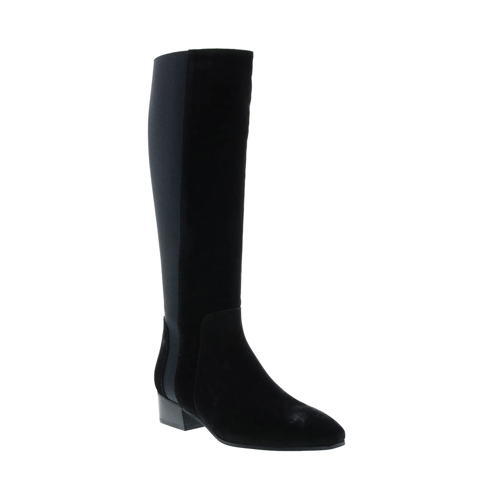 Aquatalia Flore Suede Elastic 34L3164-BLK Womens Black Suede Zipper Knee High Boots