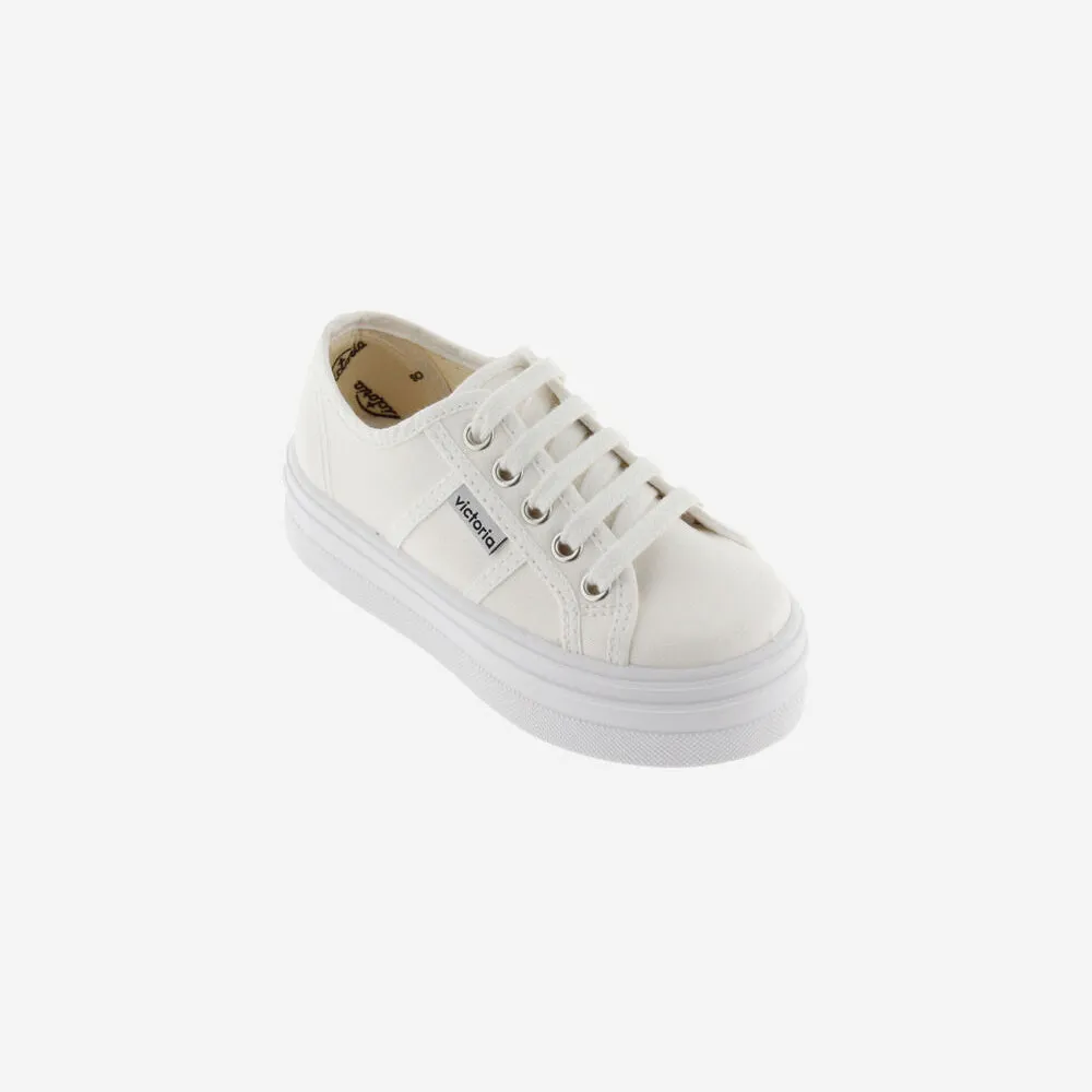 Barcelona White Canvas Platform Trainers