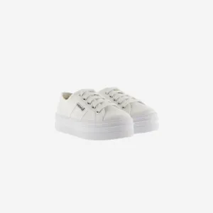 Barcelona White Canvas Platform Trainers