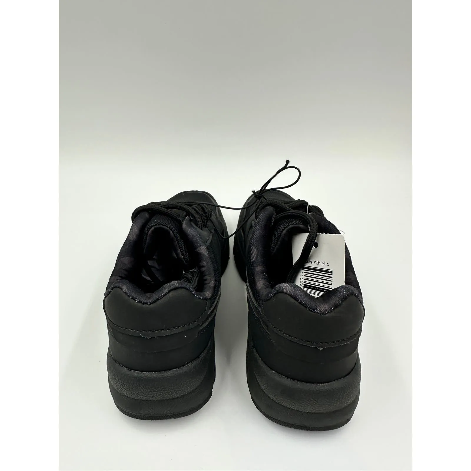 Big Kid Size 1 Black Laced Sneakers with Black Suede Trim and Playstation Logo