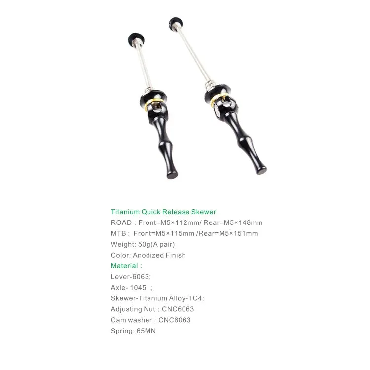 BIKERSAY Bicycle Skewers Quick Release Titanium Axle QR Wheel Hub Skewer For Road Bicycle, Model:QR002