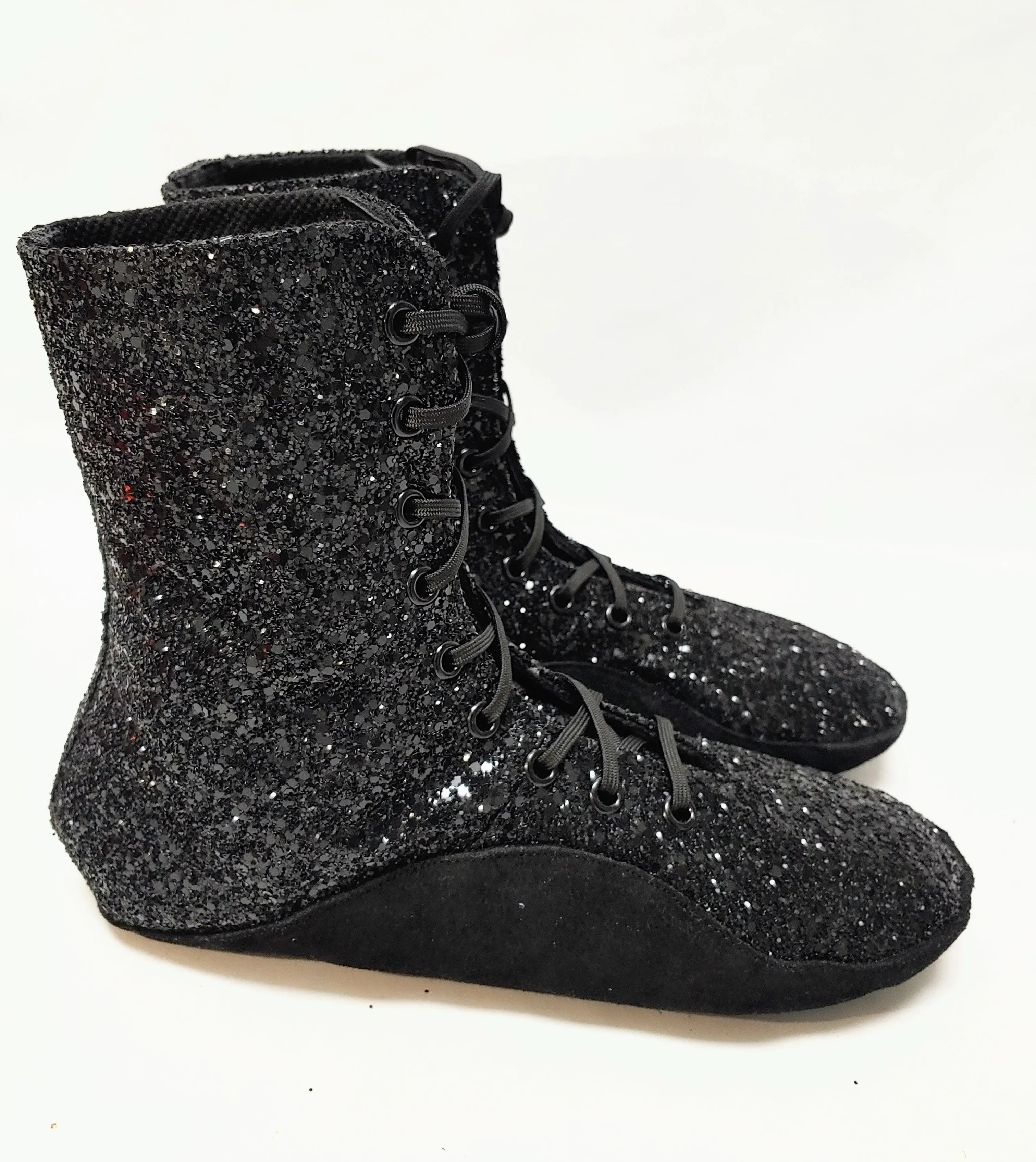 Black Glitter Tightrope Boots