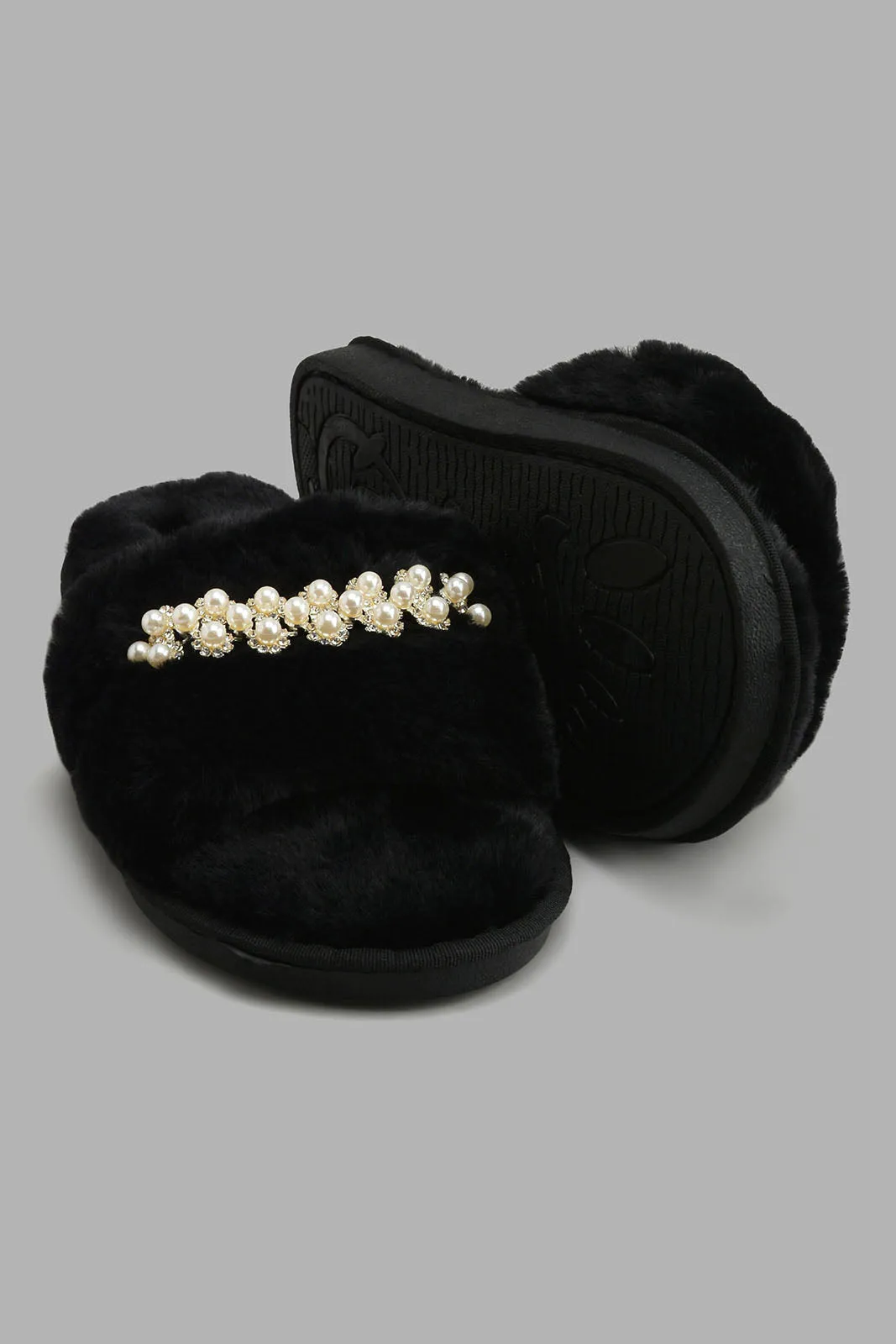 Black Pearl Trim Slipper