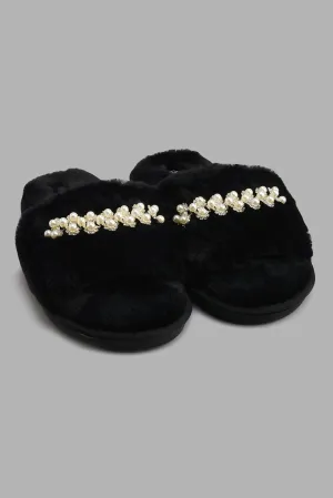 Black Pearl Trim Slipper