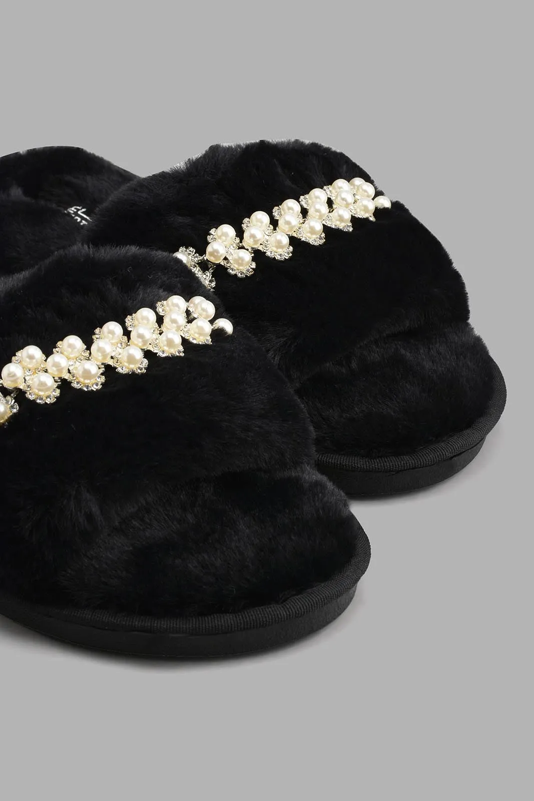 Black Pearl Trim Slipper