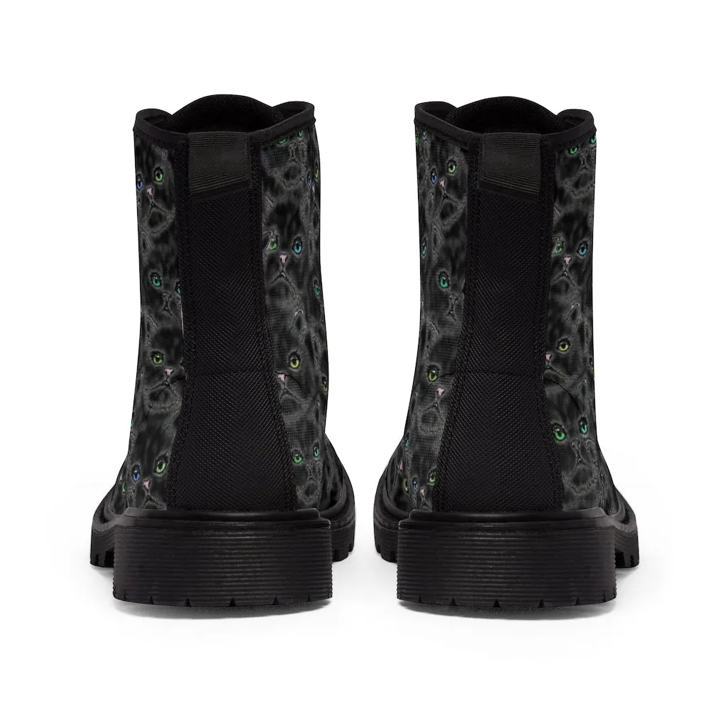 Blackgamma Kitty Faces Women's Canvas Boots