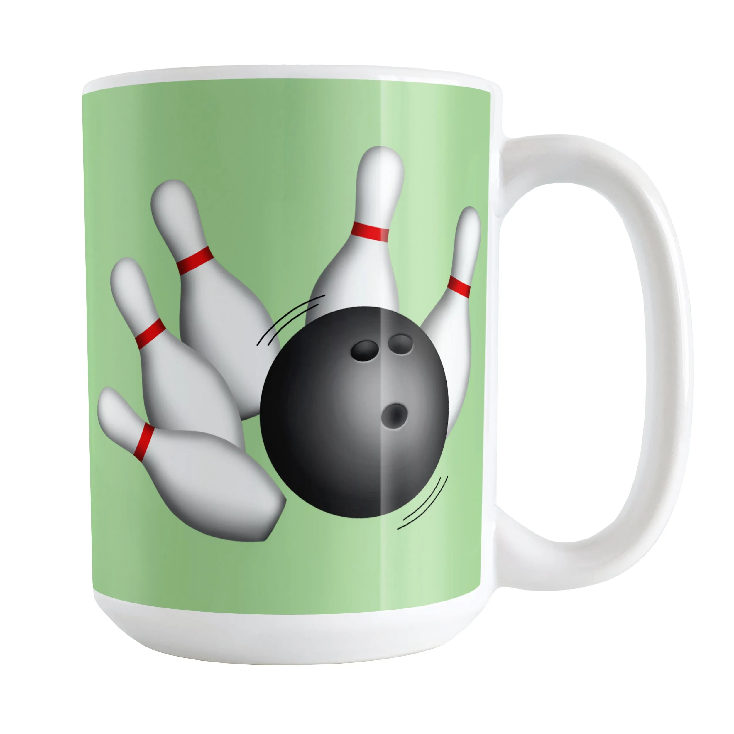 Bowling Ball and Pins Green Bowling Mug