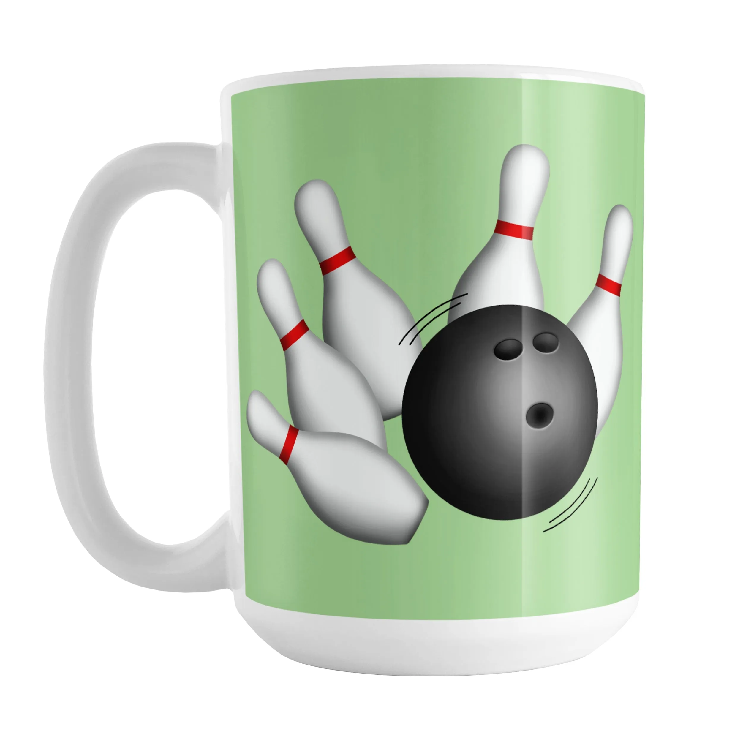 Bowling Ball and Pins Green Bowling Mug