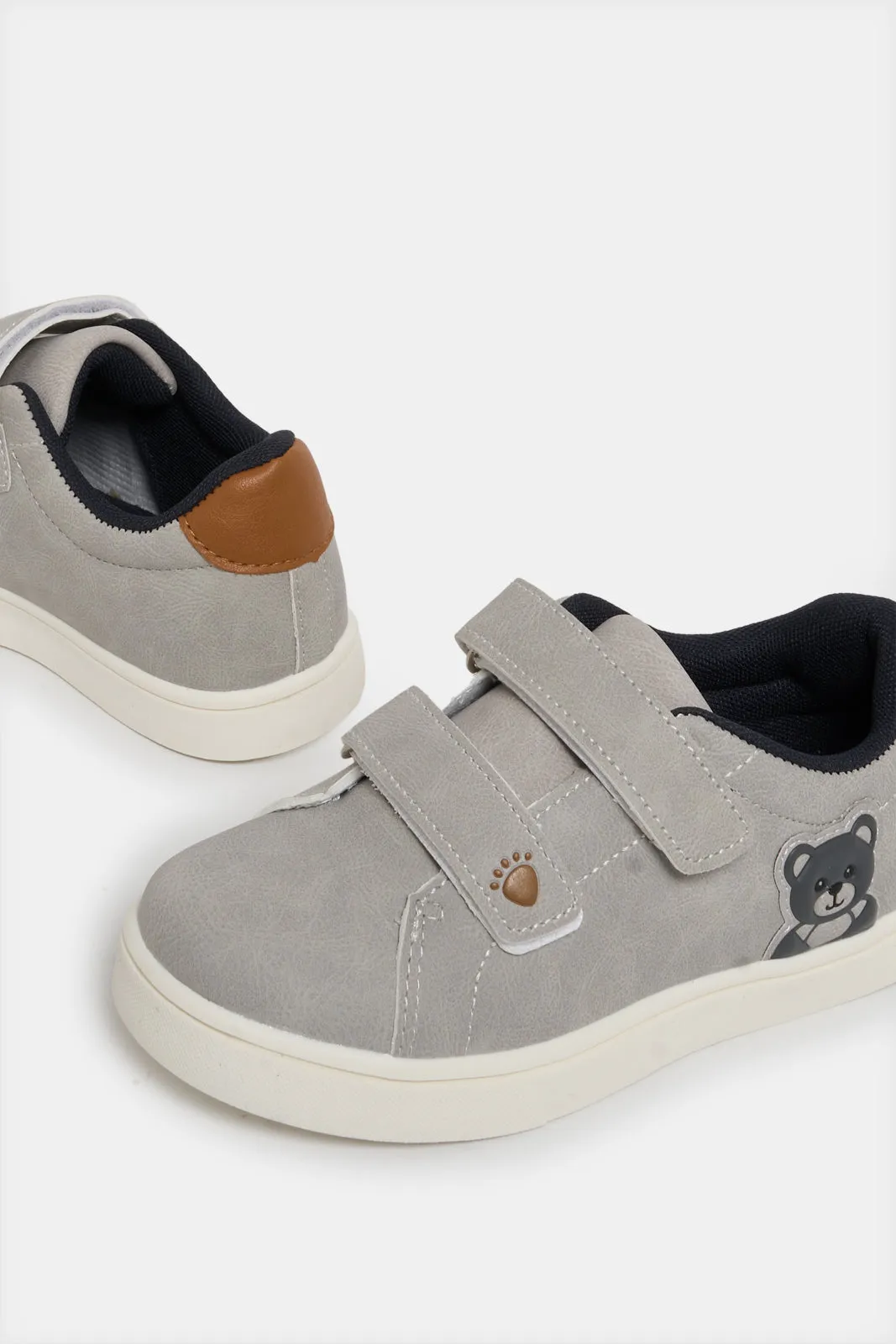 Boys Grey Velcro Sneakers