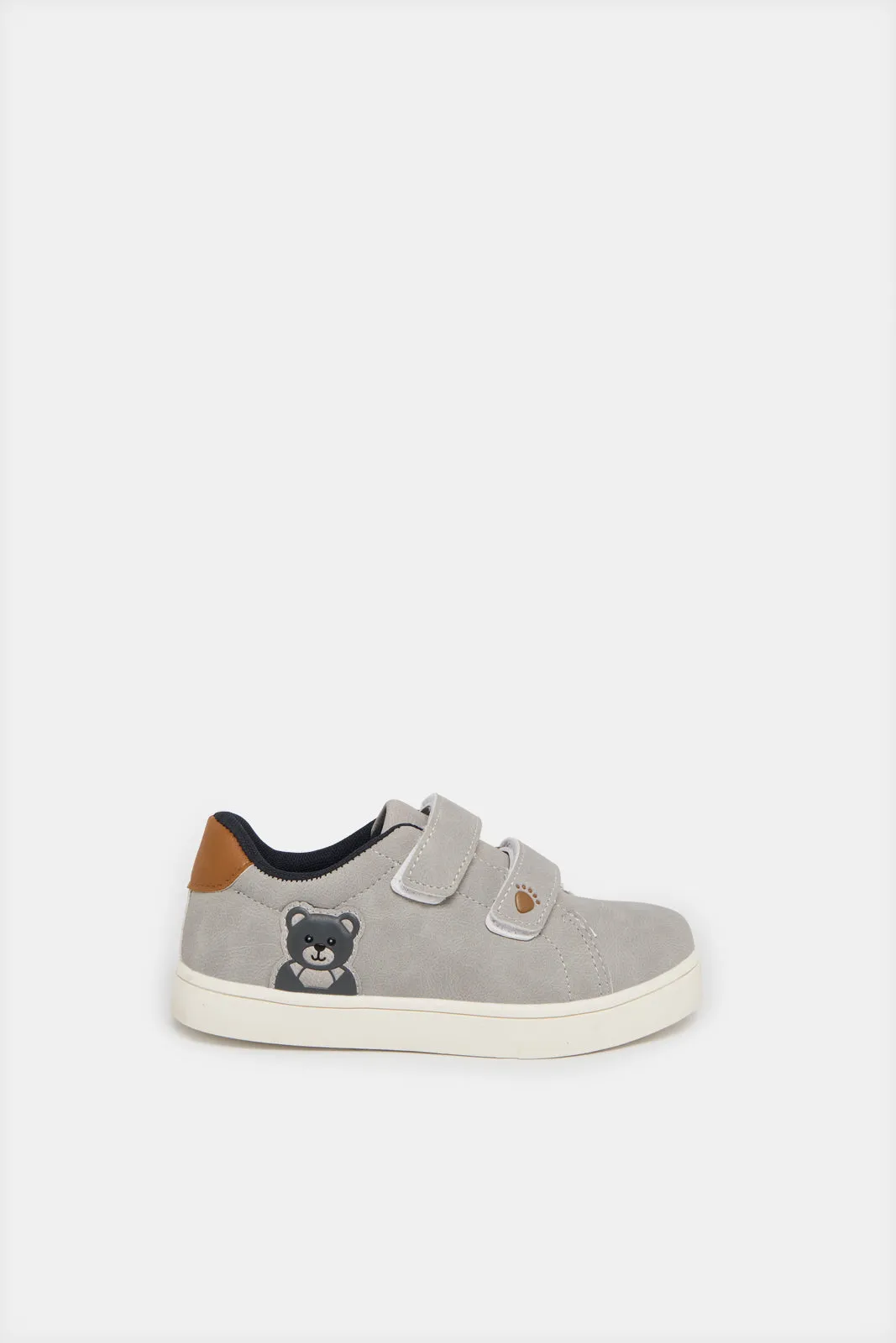 Boys Grey Velcro Sneakers