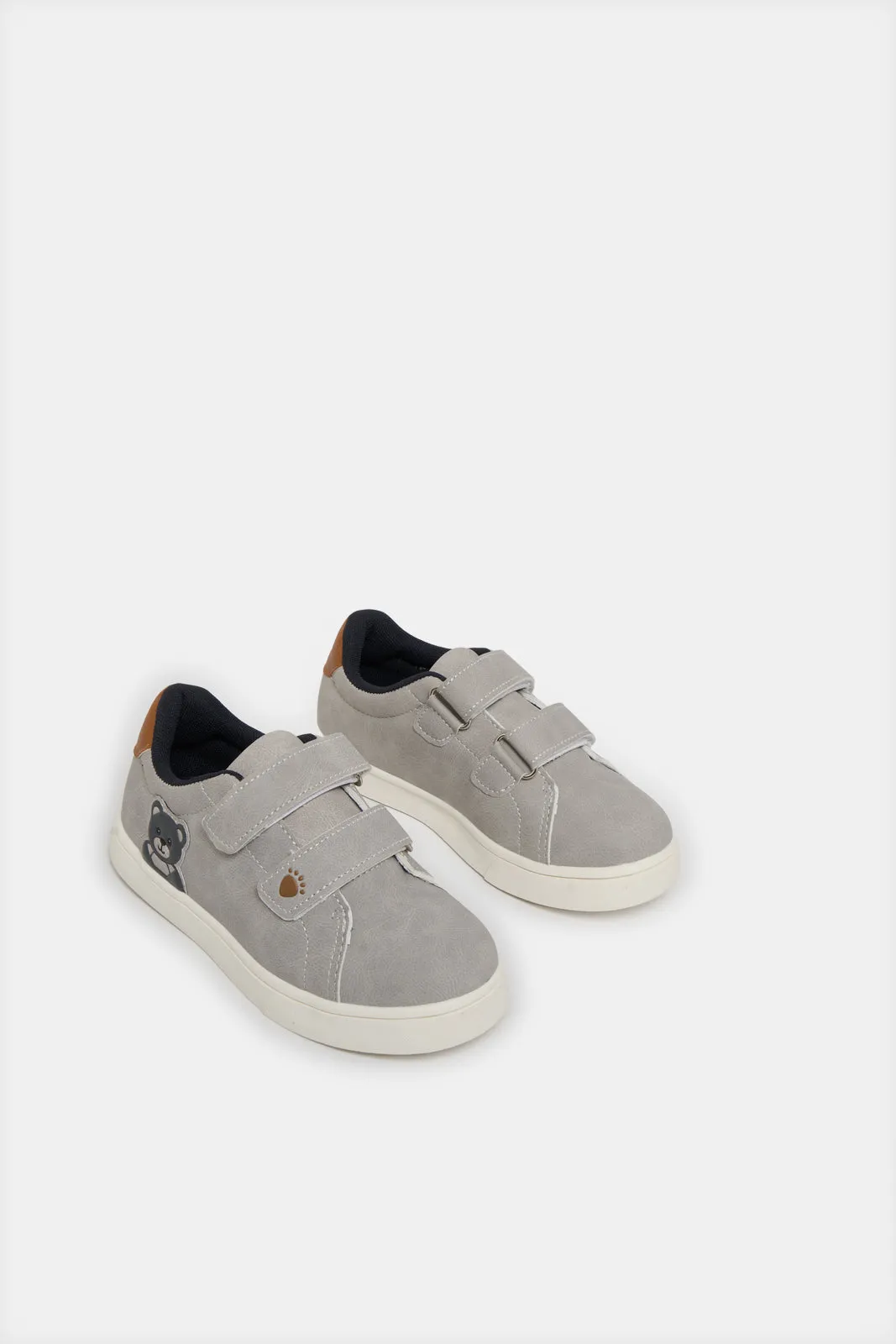 Boys Grey Velcro Sneakers