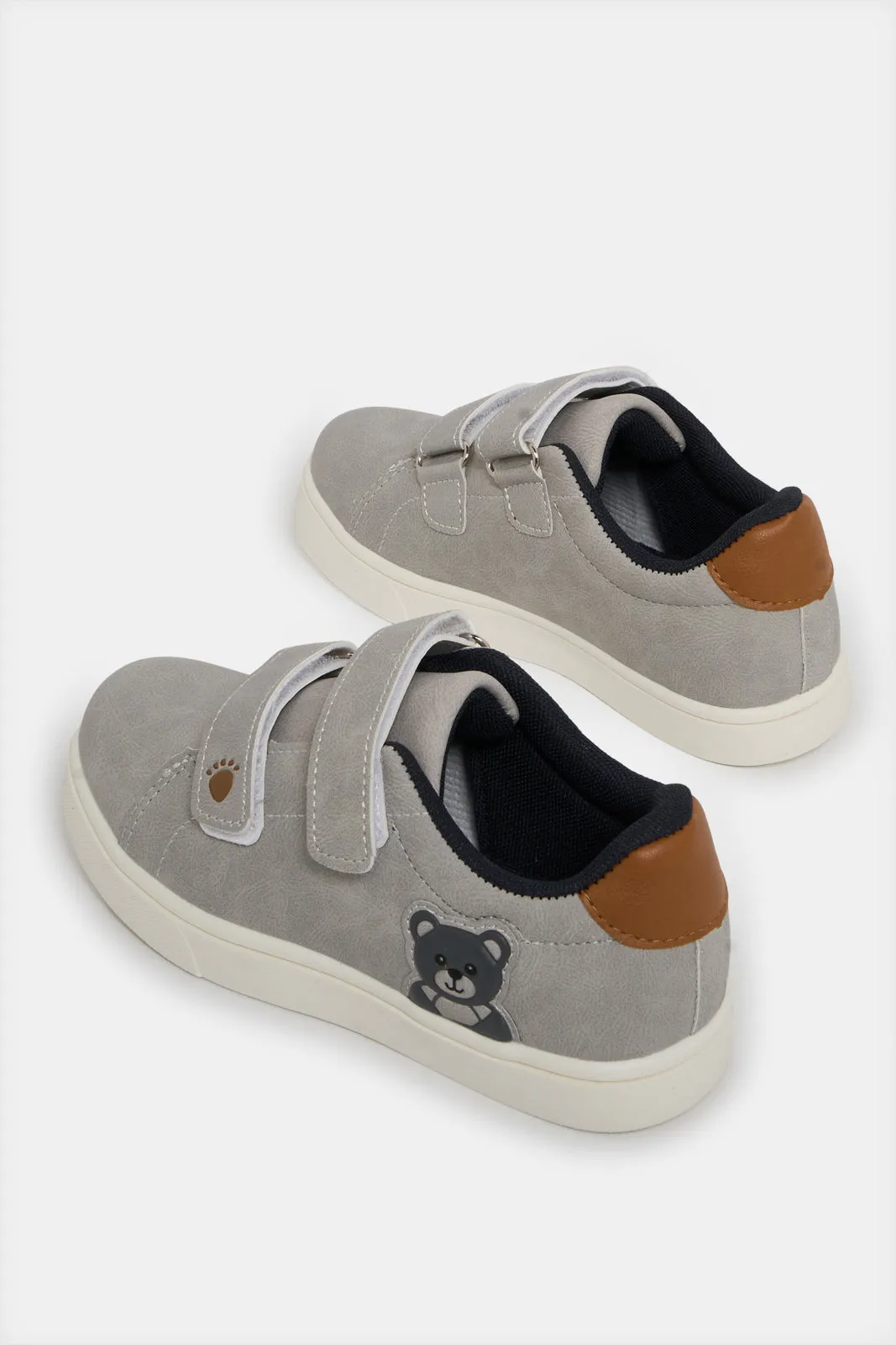 Boys Grey Velcro Sneakers