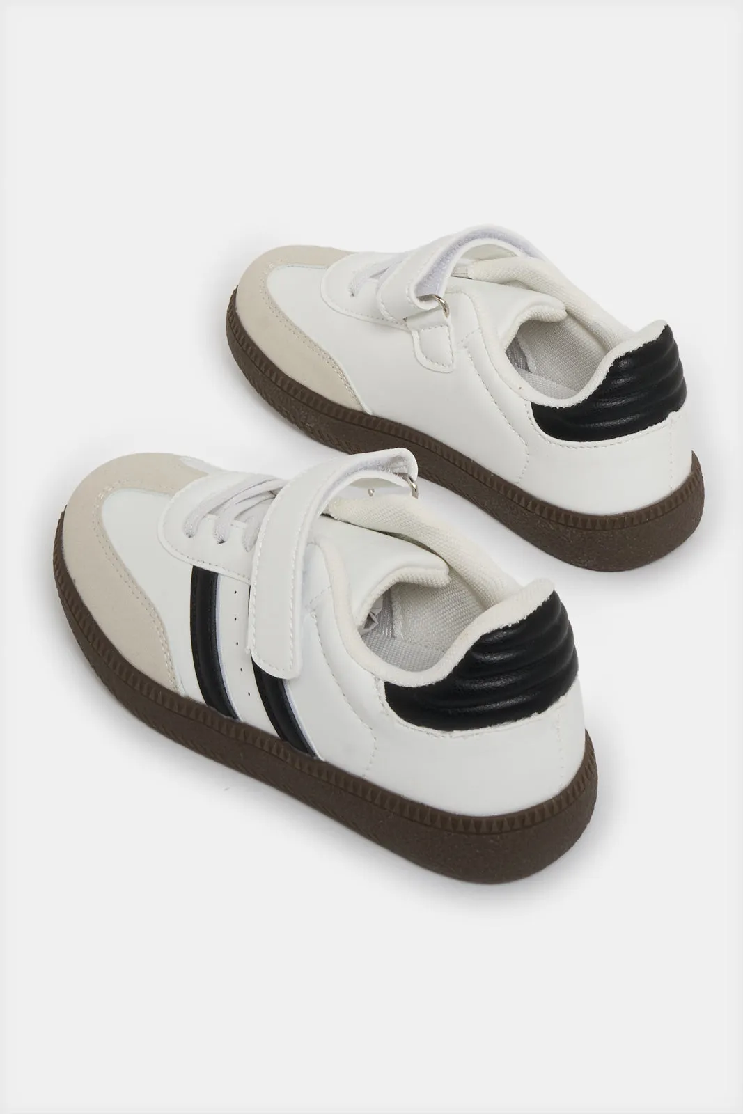 Boys White Color Block Sneakers