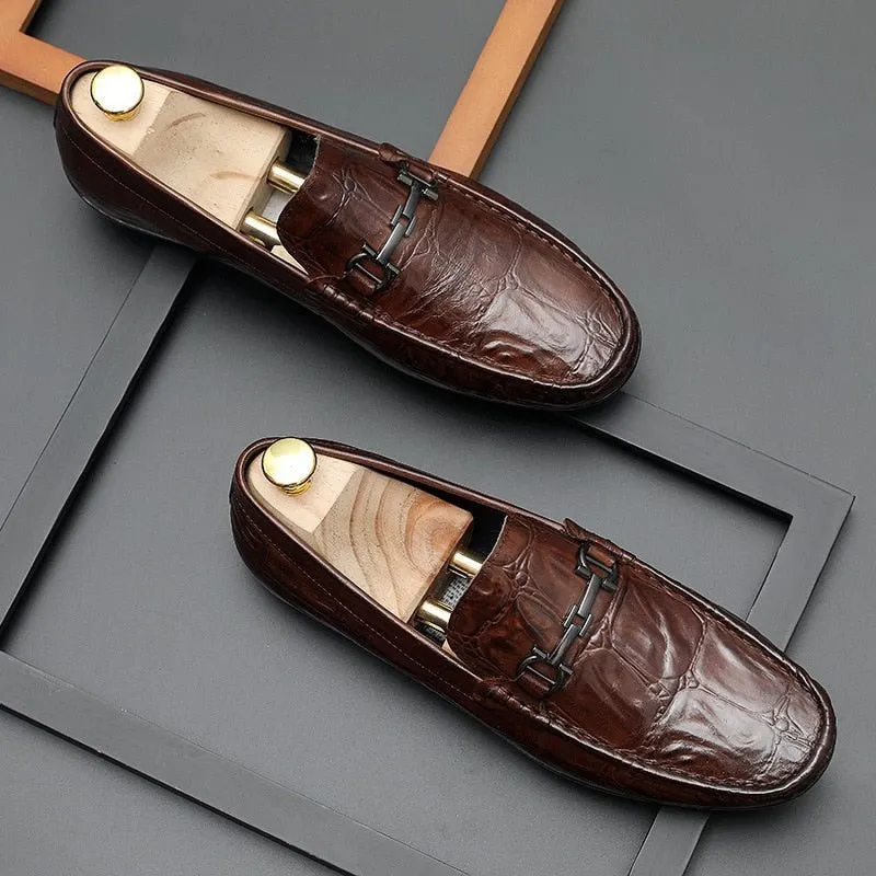 Chic CrocTex Leather Slip-On Derby Loafers