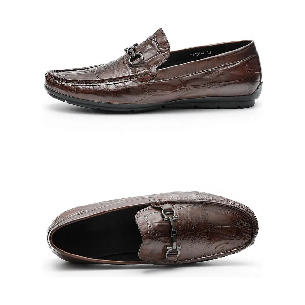 Chic CrocTex Leather Slip-On Derby Loafers