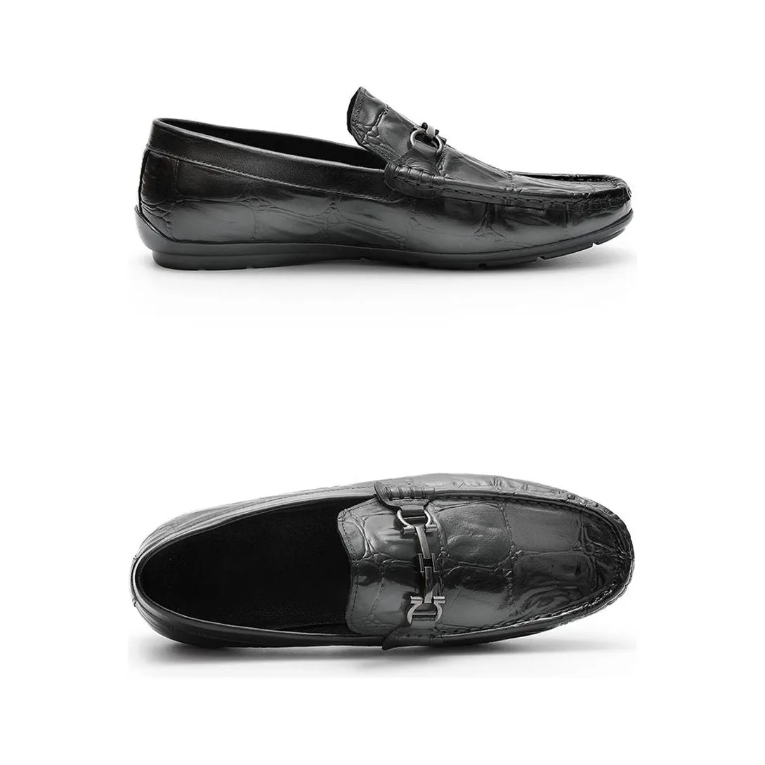 Chic CrocTex Leather Slip-On Derby Loafers