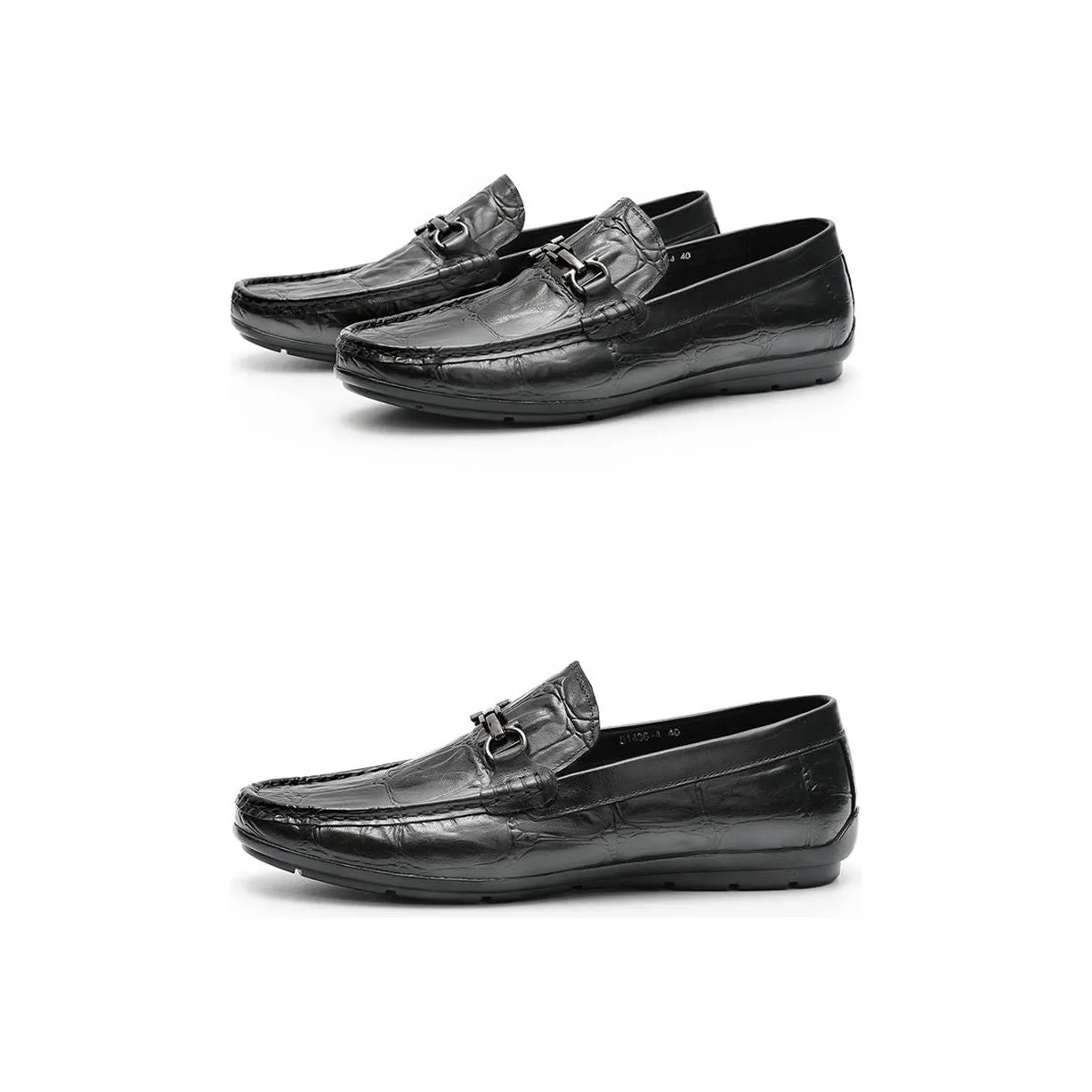 Chic CrocTex Leather Slip-On Derby Loafers