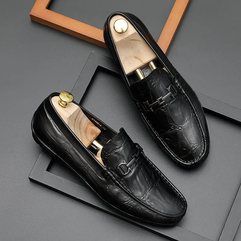 Chic CrocTex Leather Slip-On Derby Loafers