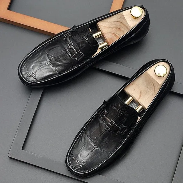 Chic CrocTex Leather Slip-On Derby Loafers