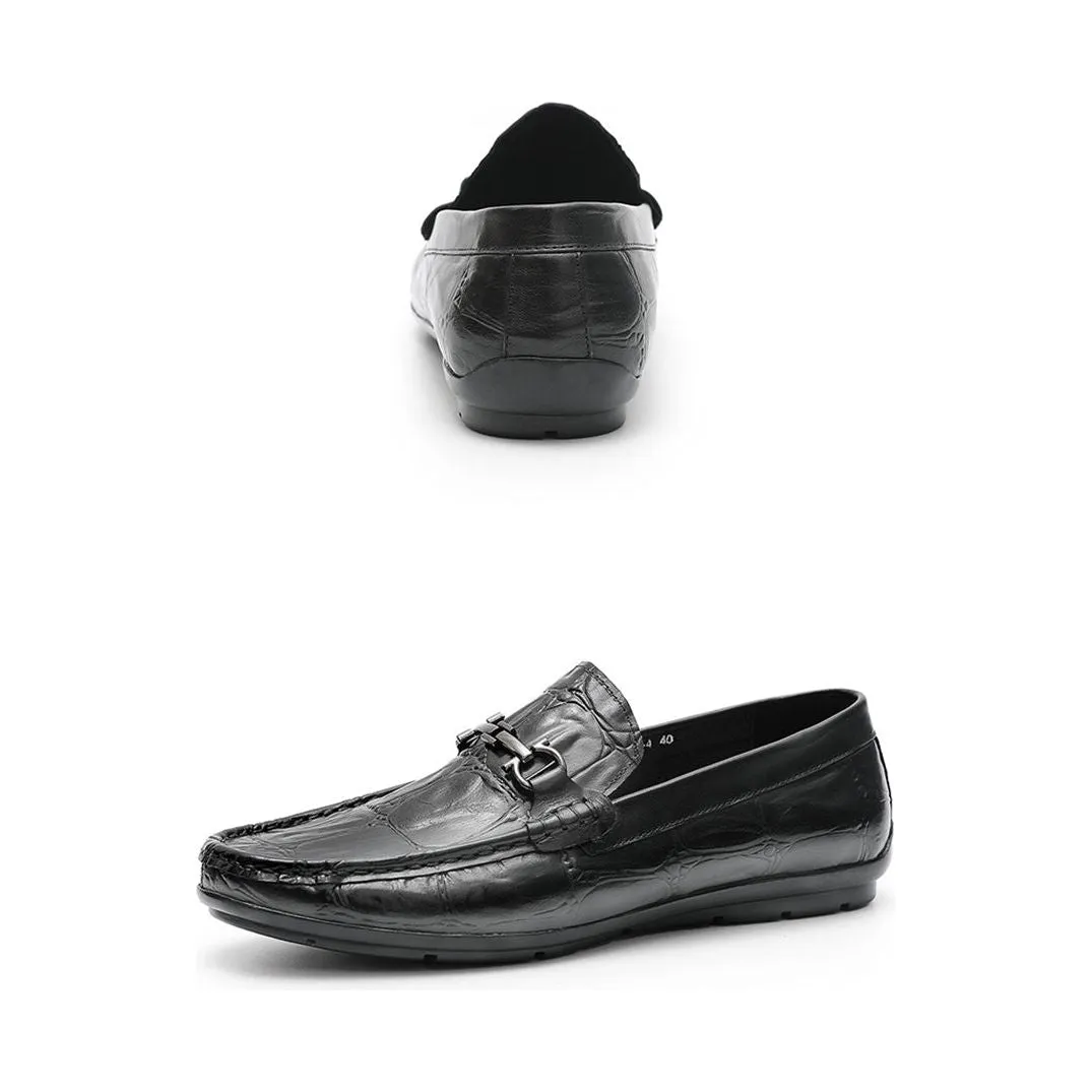 Chic CrocTex Leather Slip-On Derby Loafers