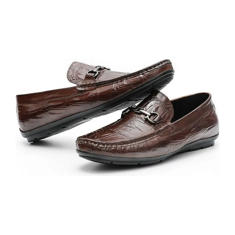 Chic CrocTex Leather Slip-On Derby Loafers