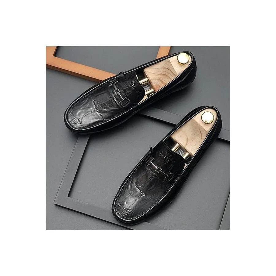 Chic CrocTex Leather Slip-On Derby Loafers